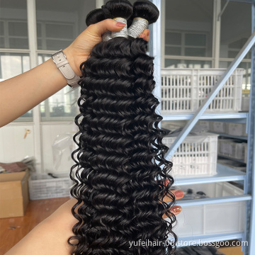 Cheap Unprocessed Raw Indian Human Hair Cuticle Aligned Deep Wave Hair Bundles 12A Double Drawn Human Hair Vendors